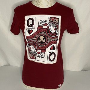 Queen of Hearts Red T Shirt Johnny Cupcakes Teen  sz M/4-6 HTF Playing Card